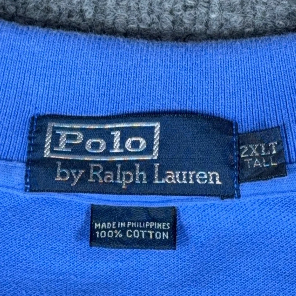 Polo Ralph Lauren Mens 2XLT Tall Blue Short Sleeve Pique Cotton Polo Shirt
